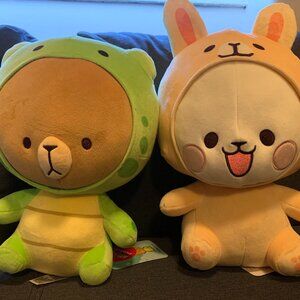 Milk and Mocha Bear Plush SET Turtle Mocha 12" Bunny Milk 14" Inch Bear NWT